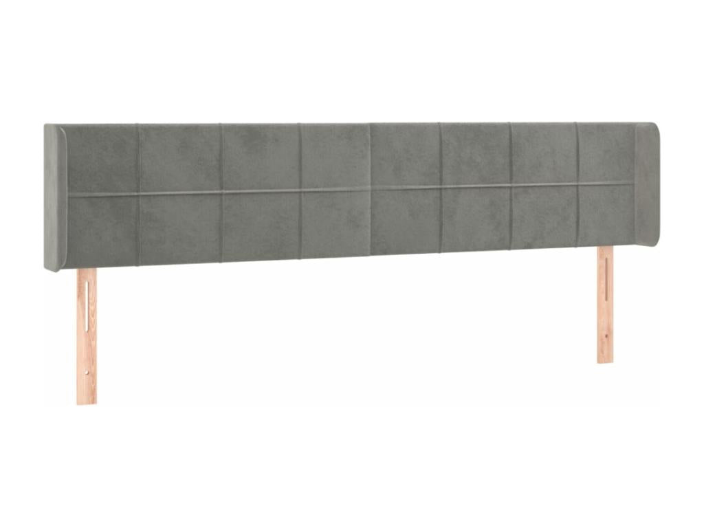 Gray Velvet Bed, 203 x 16 x 78 cm