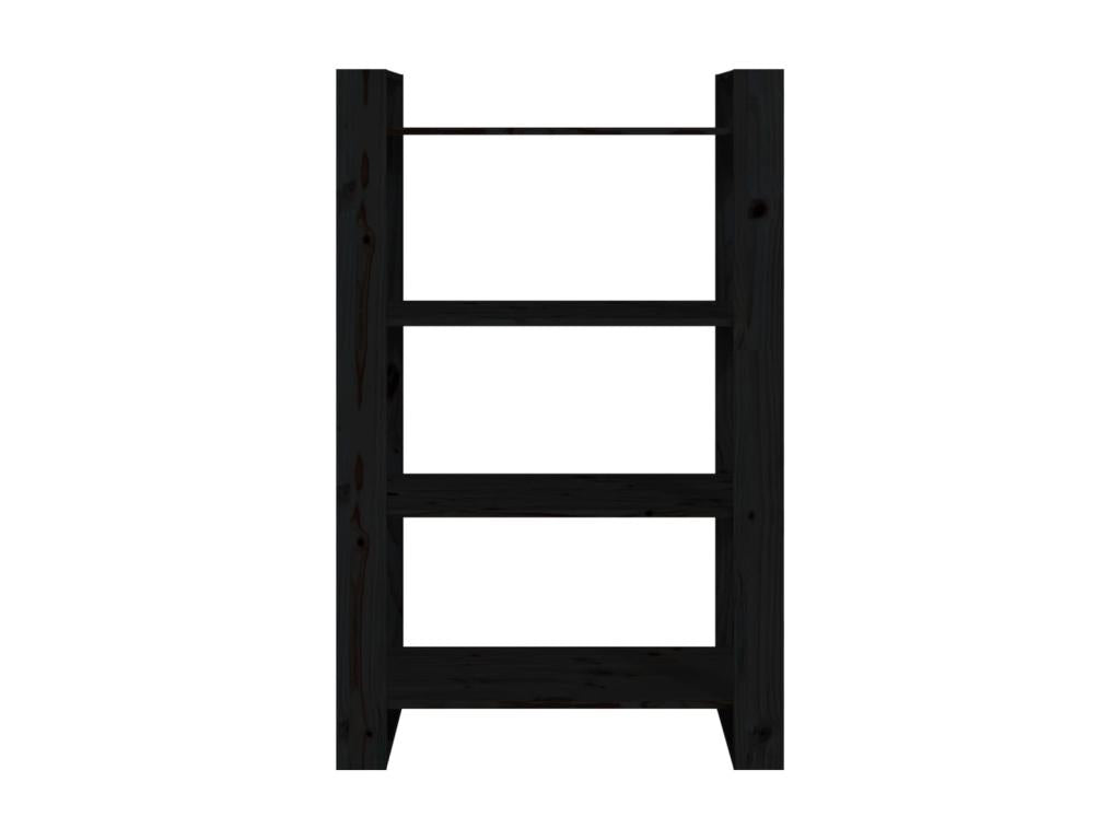 Black Pine Wood Bookcase, 80 x 35 x 125 cm