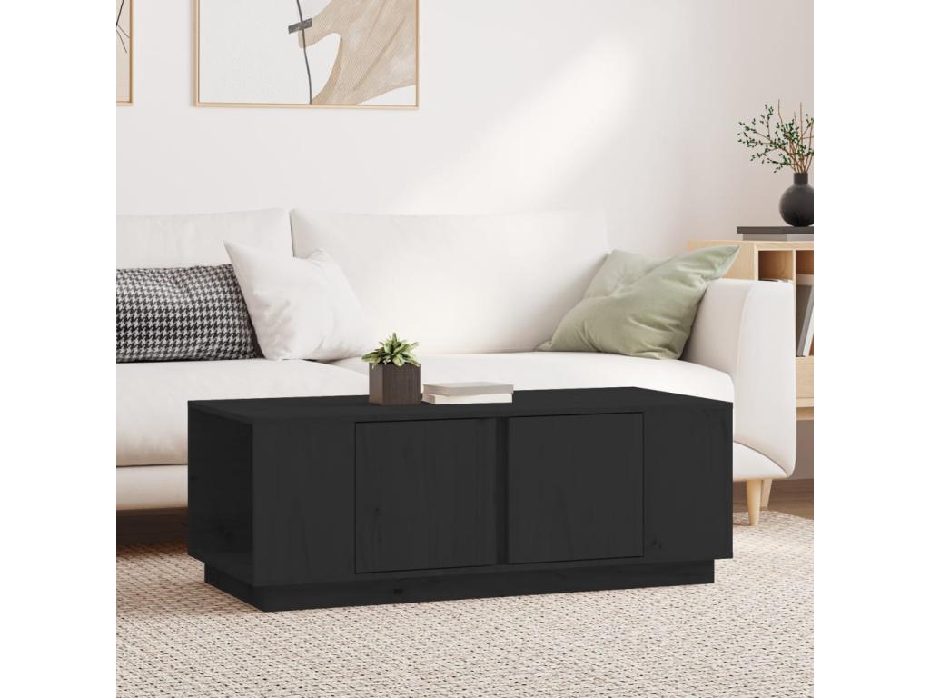 Black Solid Wood Coffee Table, 110 x 50 x 40 cm