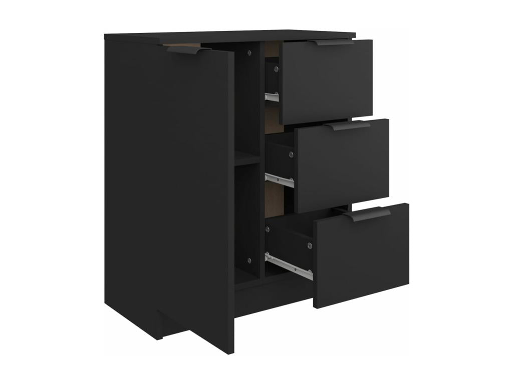 Black Engineered Wood Sideboard, 60 x 30 x 70 cm