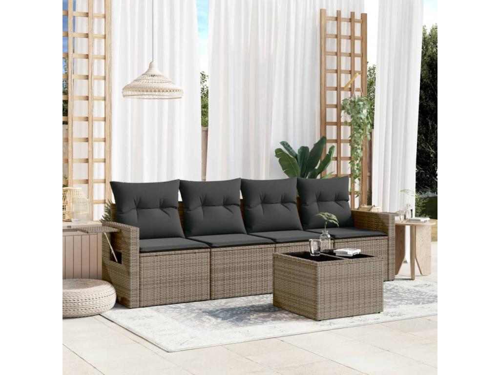 Gray Woven Resin Wicker Outdoor Furniture Set - dlz1766585733645