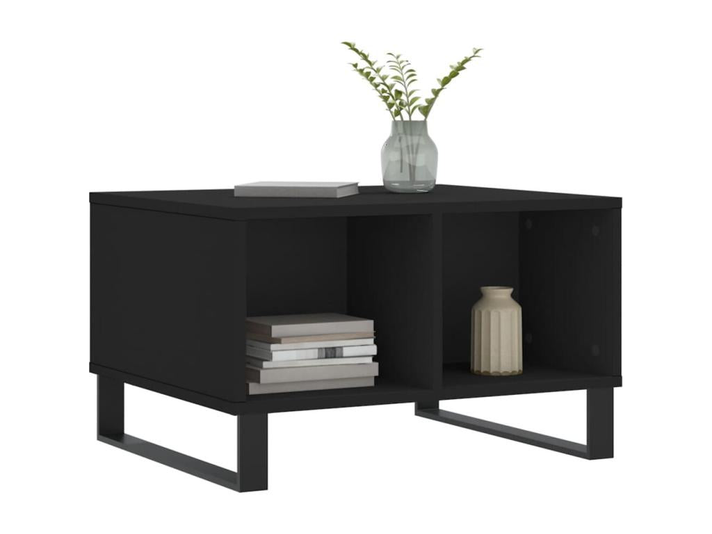 Black Engineered Wood Coffee Table, 60 x 50 x 36.5 cm