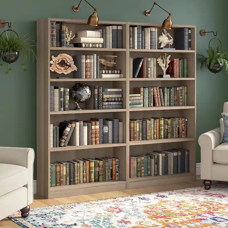 Universal Tall 5 Shelf Bookcase Storage - Set of 2 by Bush Furniture