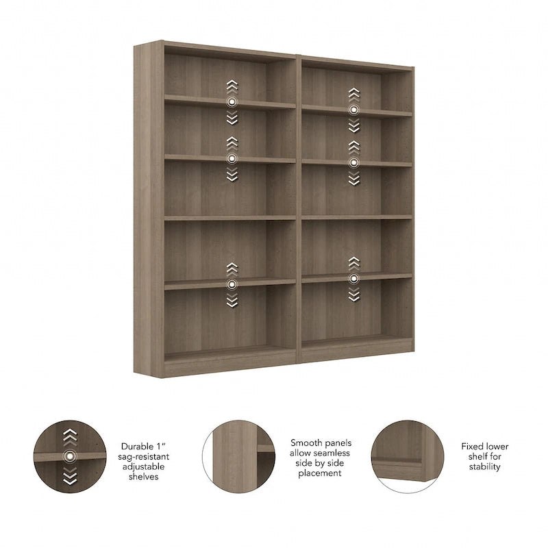Universal Tall 5 Shelf Bookcase Storage - Set of 2 by Bush Furniture