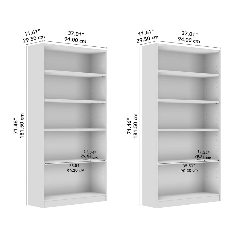 Universal Tall 5 Shelf Bookcase Storage - Set of 2 by Bush Furniture