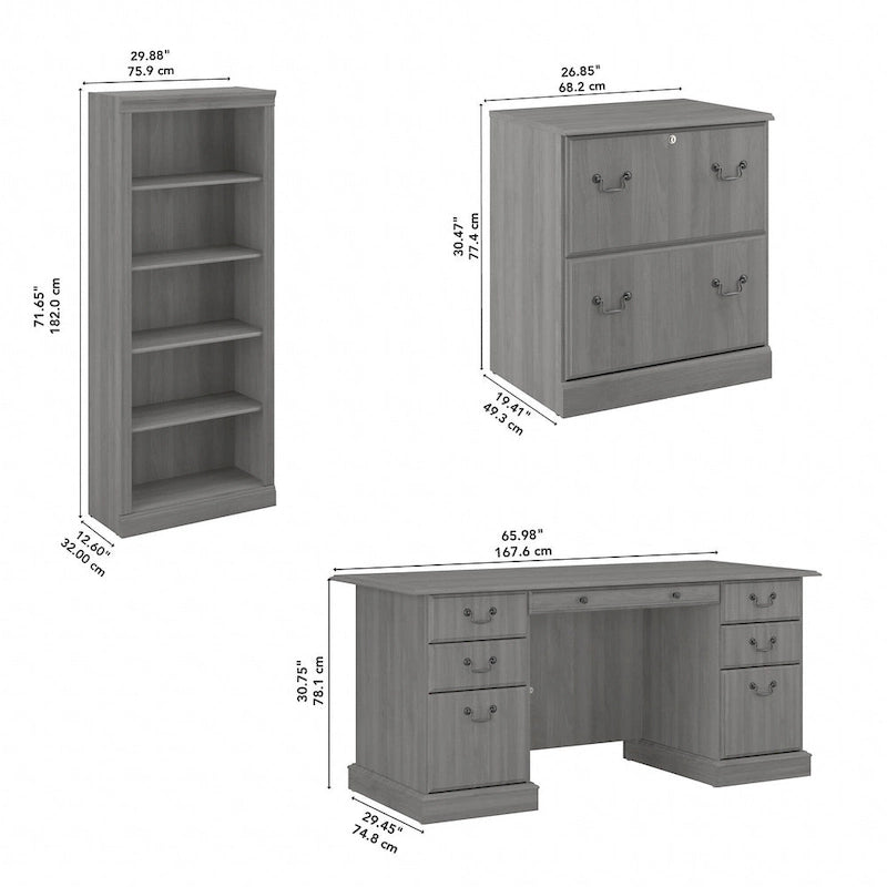 Saratoga Executive Desk, File Cabinet and Bookcases by Bush Furniture