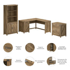 Knoxville 60W L-Desk with File Cabinet and Bookcase by Bush Furniture