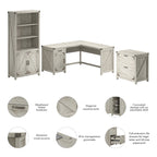 Knoxville 60W L-Desk with File Cabinet and Bookcase by Bush Furniture