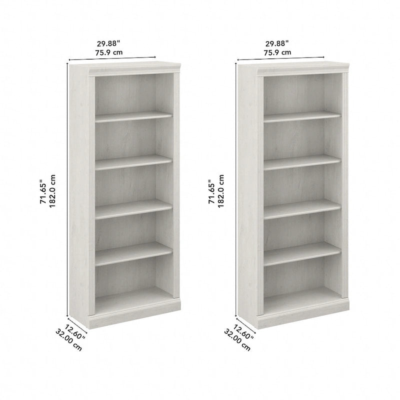 Saratoga Tall 5 Shelf Bookcase - Set of 2 by Bush Furniture