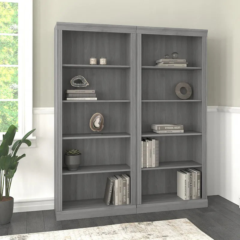 Saratoga Tall 5 Shelf Bookcase - Set of 2 by Bush Furniture