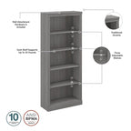 Saratoga Tall 5 Shelf Bookcase - Set of 2 by Bush Furniture