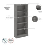 Saratoga Tall 5 Shelf Bookcase - Set of 2 by Bush Furniture