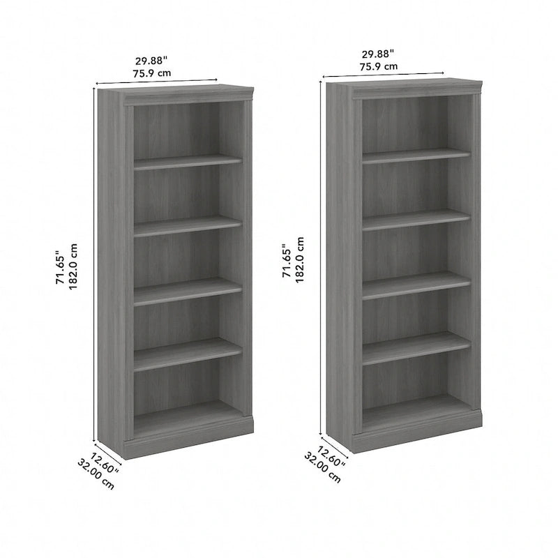 Saratoga Tall 5 Shelf Bookcase - Set of 2 by Bush Furniture