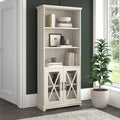 Lennox Farmhouse 5 Shelf Bookcase with Glass Doors by Bush Furniture