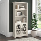 Lennox Farmhouse 5 Shelf Bookcase with Glass Doors by Bush Furniture