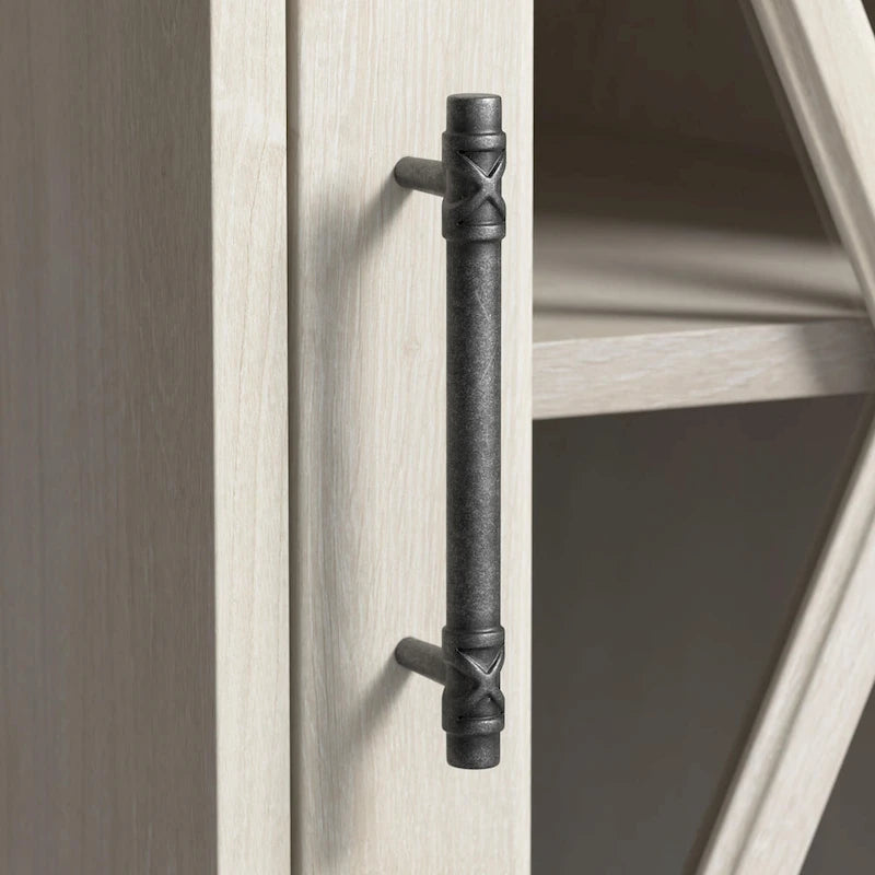 Lennox Farmhouse 5 Shelf Bookcase with Glass Doors by Bush Furniture