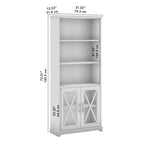 Lennox Farmhouse 5 Shelf Bookcase with Glass Doors by Bush Furniture