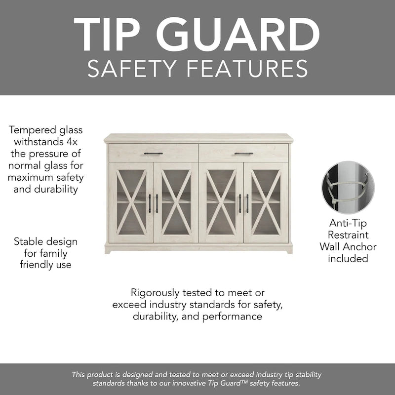 Lennox 60W Sideboard Buffet Cabinet with Drawers by Bush Furniture