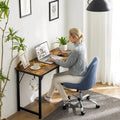 Modern Computer Office Desk with Storage Bag and Headphone Hook for Bedrooms and Study Corners or Small Home Offices