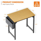 Modern Computer Office Desk with Storage Bag and Headphone Hook for Bedrooms and Study Corners or Small Home Offices