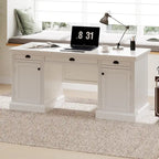 Mid Century Writing Office Desk with Hutch and Open Shelves for Small Home Office or Bedroom Workspaces