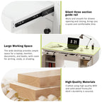 Mid Century Writing Office Desk with Hutch and Open Shelves for Small Home Office or Bedroom Workspaces