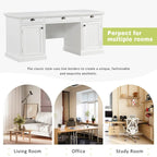 Mid Century Writing Office Desk with Hutch and Open Shelves for Small Home Office or Bedroom Workspaces