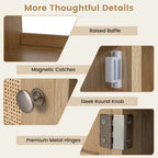 Costway Rattan Sewing Machine Table with Rattan Door 18 Pegs Storage - See Details