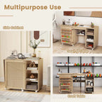 Costway Rattan Sewing Machine Table with Rattan Door 18 Pegs Storage - See Details