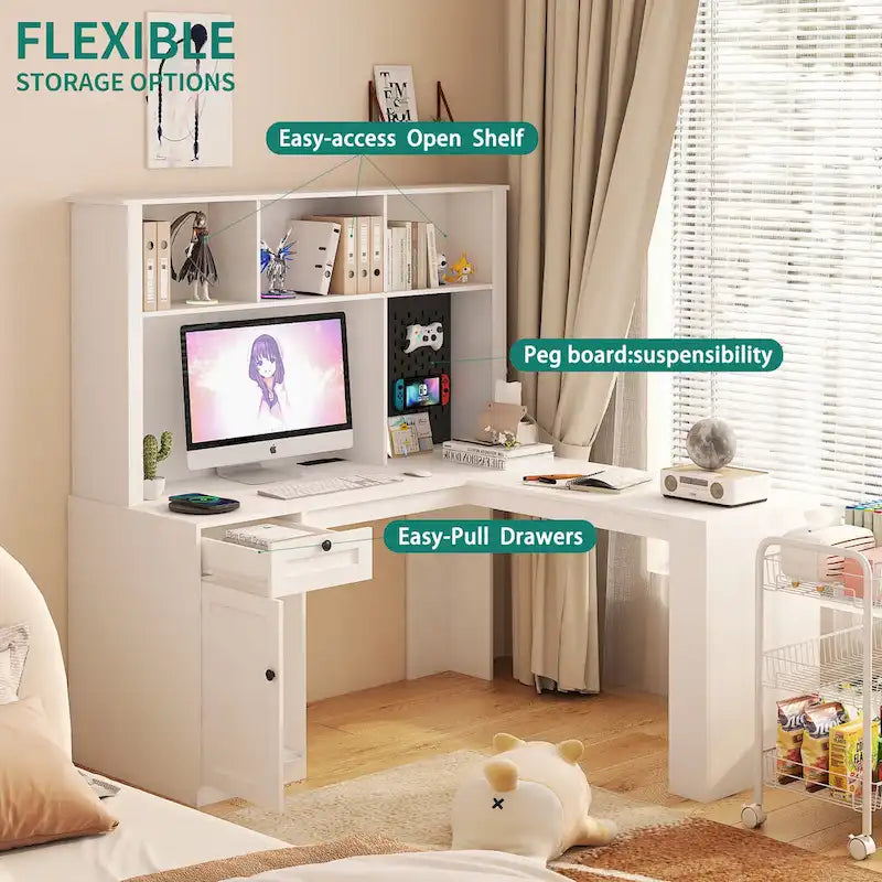 59.44  Computer Desk with Drawers Bookshelf Outlet