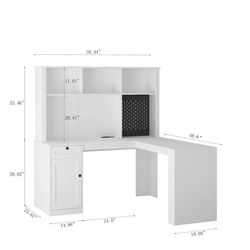 59.44  Computer Desk with Drawers Bookshelf Outlet