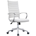 Modern High Back Office Chair Ribbed PU Leather Manager Tilt Conference Room Computer Desk Boss Task Executive Boss