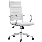 Modern High Back Office Chair Ribbed PU Leather Manager Tilt Conference Room Computer Desk Boss Task Executive Boss