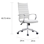 Modern High Back Office Chair Ribbed PU Leather Manager Tilt Conference Room Computer Desk Boss Task Executive Boss