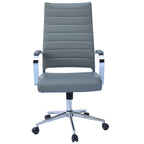 Modern High Back Office Chair Ribbed PU Leather Manager Tilt Conference Room Computer Desk Boss Task Executive Boss