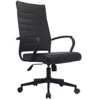 Modern High Back Office Chair Ribbed PU Leather Manager Tilt Conference Room Computer Desk Boss Task Executive Boss