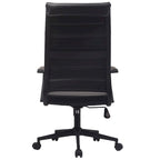Modern High Back Office Chair Ribbed PU Leather Manager Tilt Conference Room Computer Desk Boss Task Executive Boss
