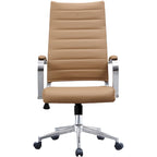 Modern High Back Office Chair Ribbed PU Leather Manager Tilt Conference Room Computer Desk Boss Task Executive Boss