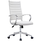 Modern High Back Office Chair Ribbed PU Leather Manager Tilt Conference Room Computer Desk Boss Task Executive Boss