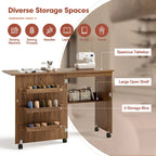Gymax Folding Sewing Craft Table Shelf Storage Cabinet Home Furniture