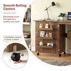 Gymax Folding Sewing Craft Table Shelf Storage Cabinet Home Furniture