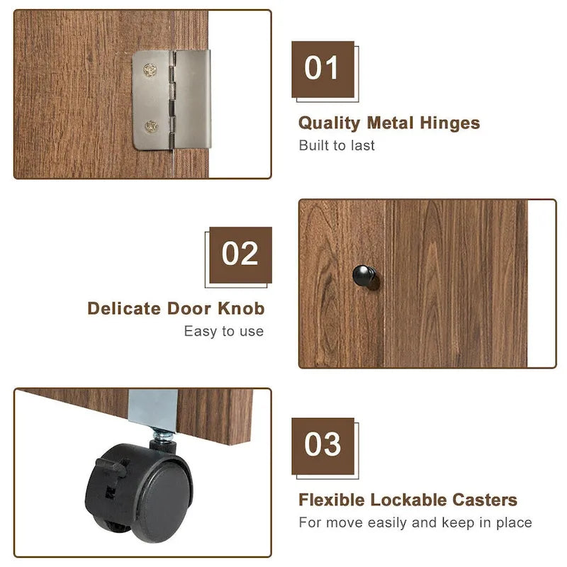 Gymax Folding Sewing Craft Table Shelf Storage Cabinet Home Furniture