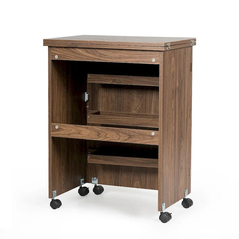 Gymax Folding Sewing Craft Table Shelf Storage Cabinet Home Furniture