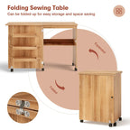 Gymax Folding Sewing Craft Table Shelf Storage Cabinet Home Furniture