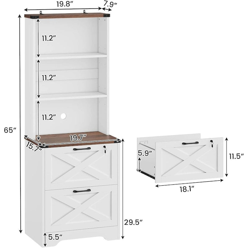 2 Drawer File Cabinet with Lock Hanging File Folders Home Office