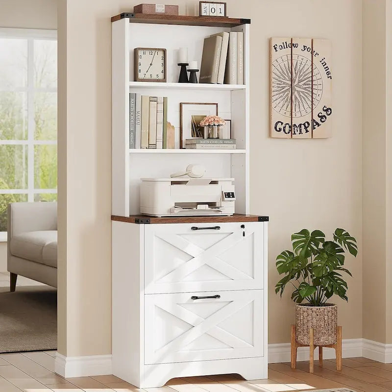 2 Drawer File Cabinet with Lock Hanging File Folders Home Office