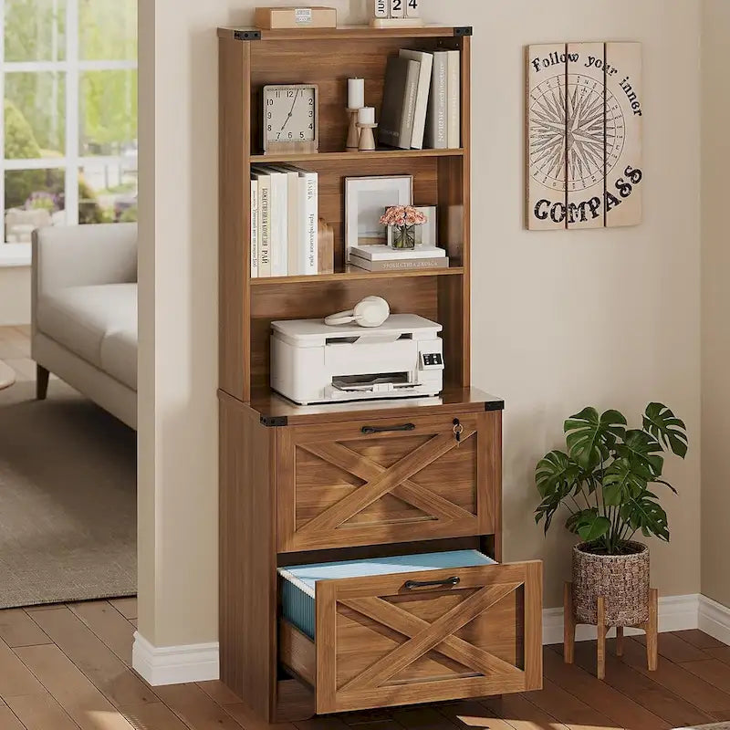 2 Drawer File Cabinet with Lock Hanging File Folders Home Office