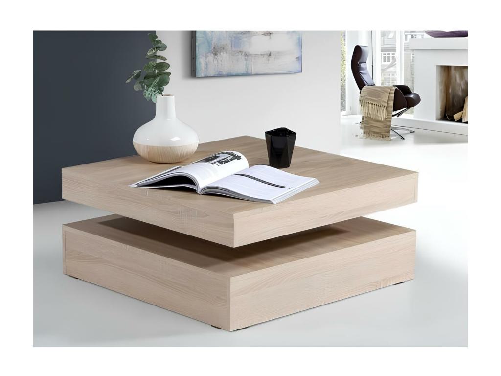 Beige Oak Wood Coffee Table