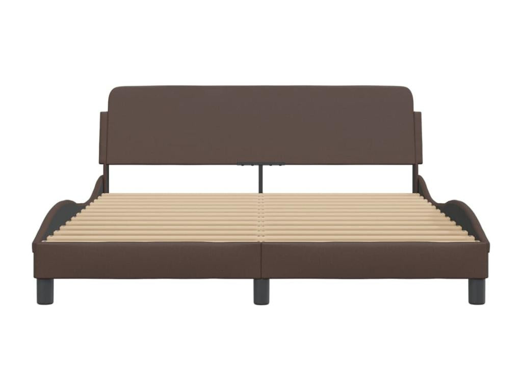 Brown Faux Leather Bed Frame, 160 x 200 cm