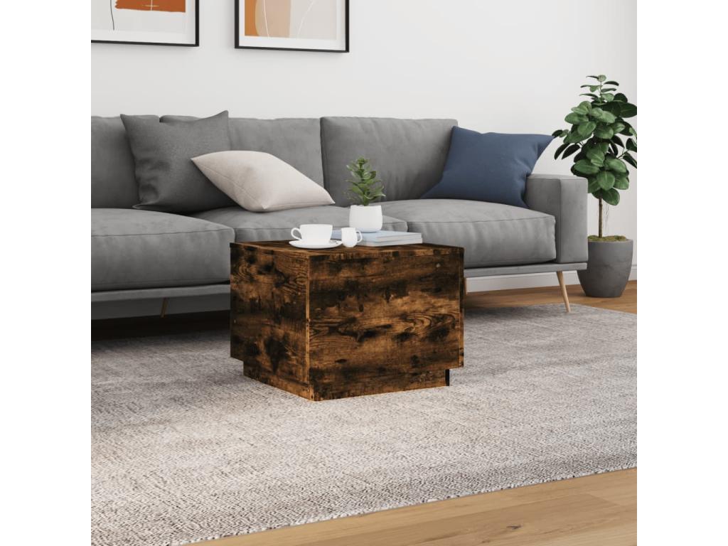 Brown Oak Wood Coffee Table, 50 x 50 x 40 cm